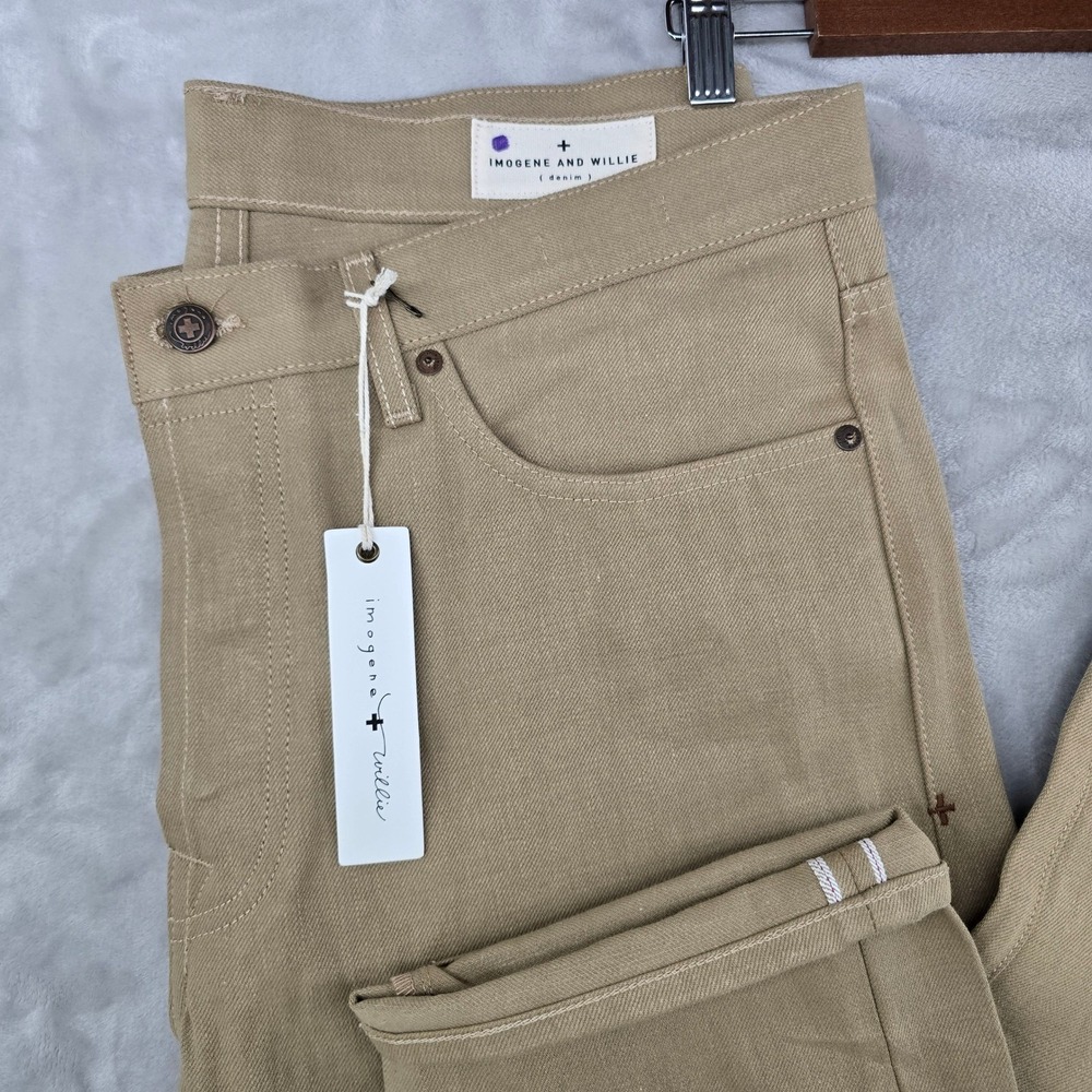 Imogene and Willie Barton Slim Khaki Rigid IP Jeans Mens 36 Tan Selvedge Denim